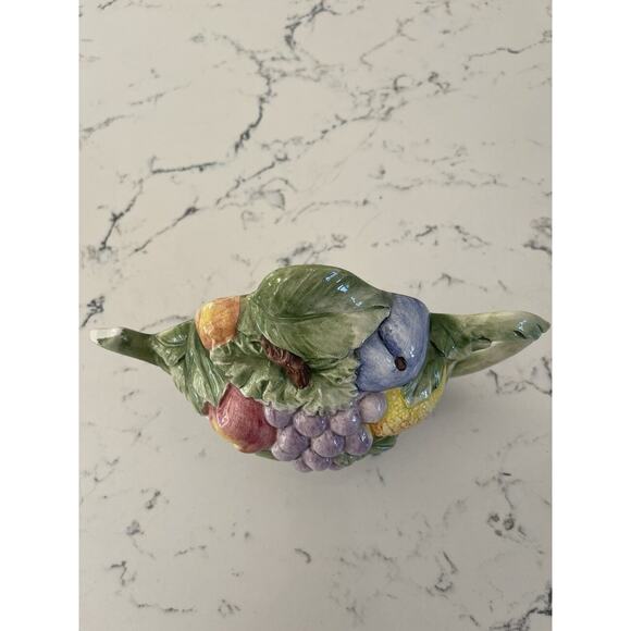 Majolica Half Teapot With Fruit Wall Hanging Made in Italy Vintage - Picture 9 of 12